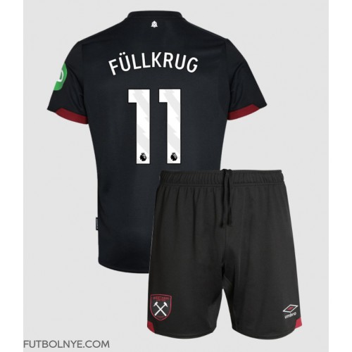 Camiseta West Ham United Niclas Fullkrug #11 Visitante Equipación para niños 2024-25 manga corta (+ pantalones cortos)